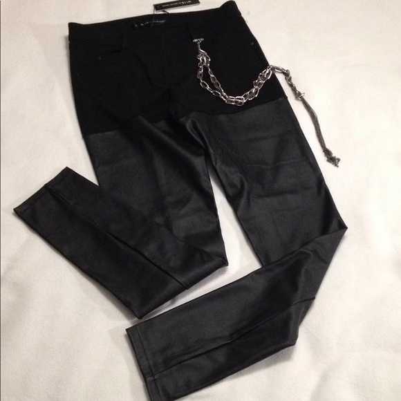 W118 by Walter Baker Pants - Walter Baker Pants Biker Skinny Fit Black Chaps style Vegan Leather W118 Small